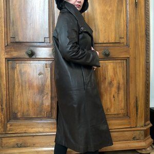 NWOT - ANNETTE GORTZ Brown Soft Leather Designer Coat Fully Lined